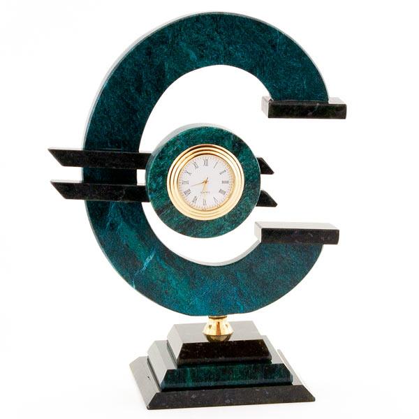 Часы "Евро" большие змеевик темно-зеленый фото 1 — 