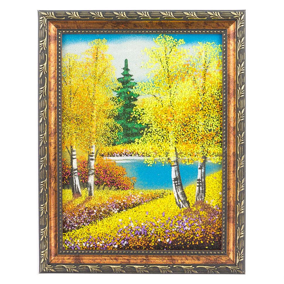 Картина "Осенний пейзаж" рамка багет 15х20 см, каменная крошка фото 1 — 