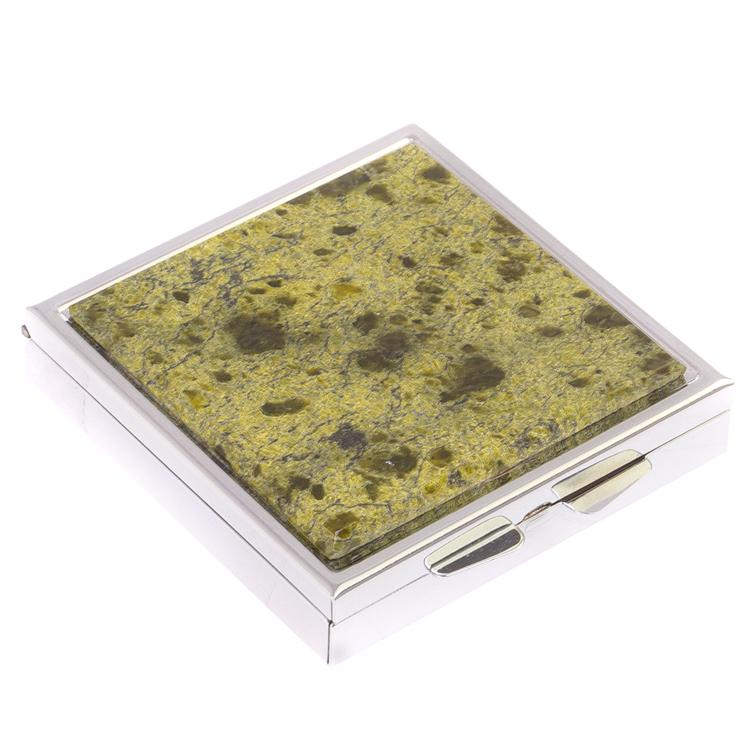 Таблетница на 4 отделения из змеевика цвет серебро фото 1 — 