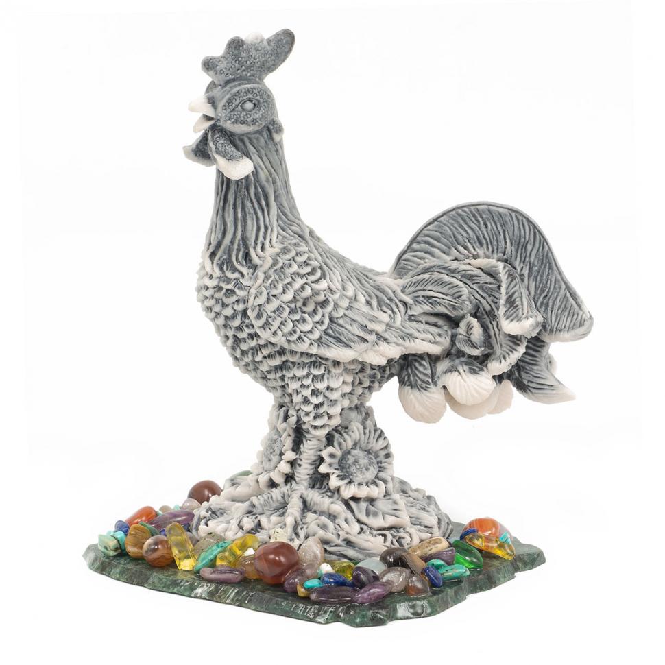 Сувенир "Петух в подсолнухах" из мрамолита фото 1 — 