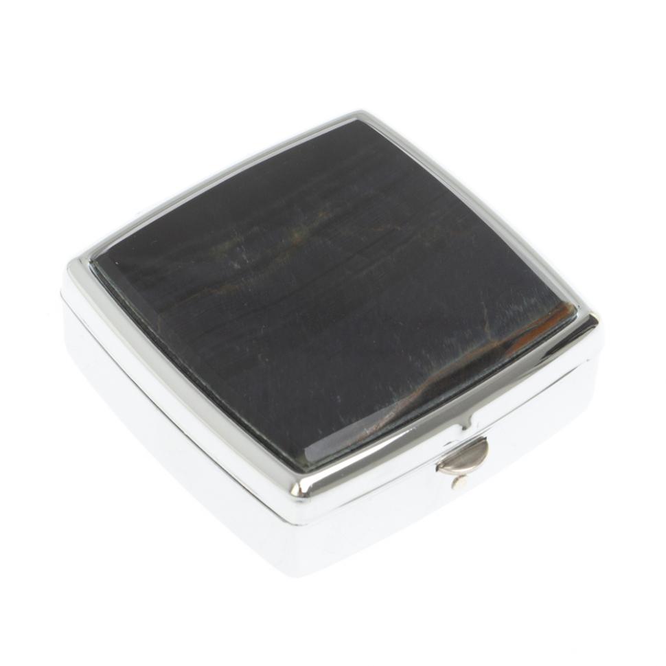 Таблетница на 2 отделения камень соколиный глаз цвет серебро фото 1 — 