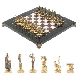 Шахматы &quot;Итальянская война&quot; фигуры бронза доска 28х28 см из мрамора и лемезита — 