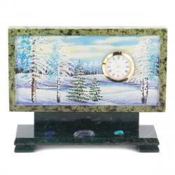 Часы с рисунком &quot;Зима&quot; змеевик — 