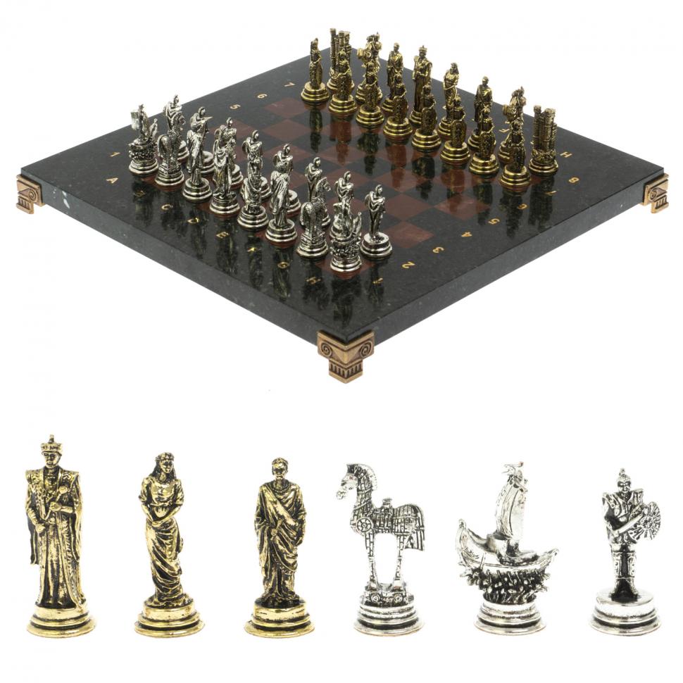 Шахматы "Троянская война" 28х28 см из лемезита фото 1 — 
