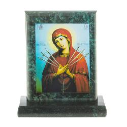 Икона настольная Семистрельная малая змеевик 7,5х6,5х8 см — 