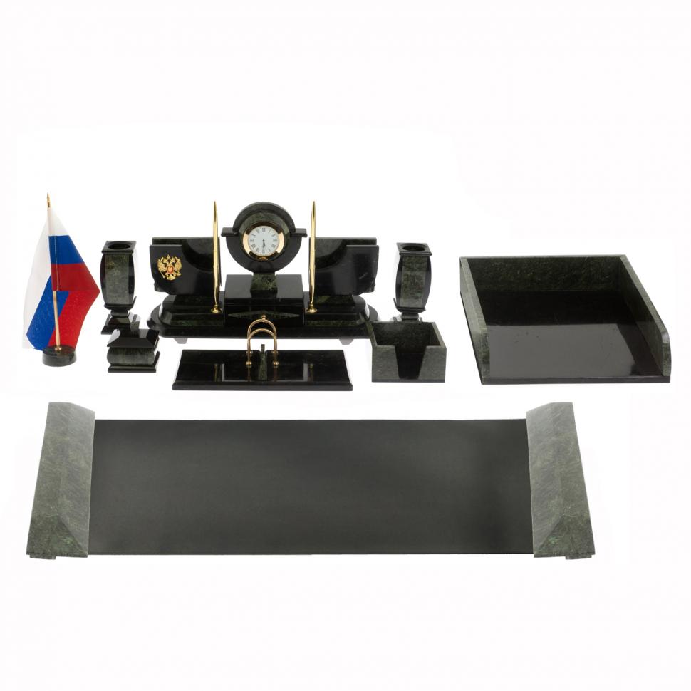 Письменный набор "Директор" камень змеевик 9 предметов фото 1 — 