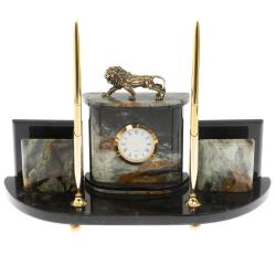 Настольный прибор &quot;Лев&quot; из офиокальцита — 