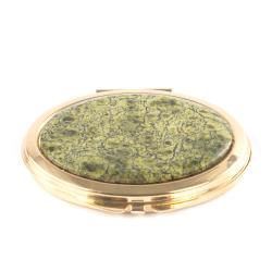 Зеркальце карманное овальное из змеевика золотистое — 