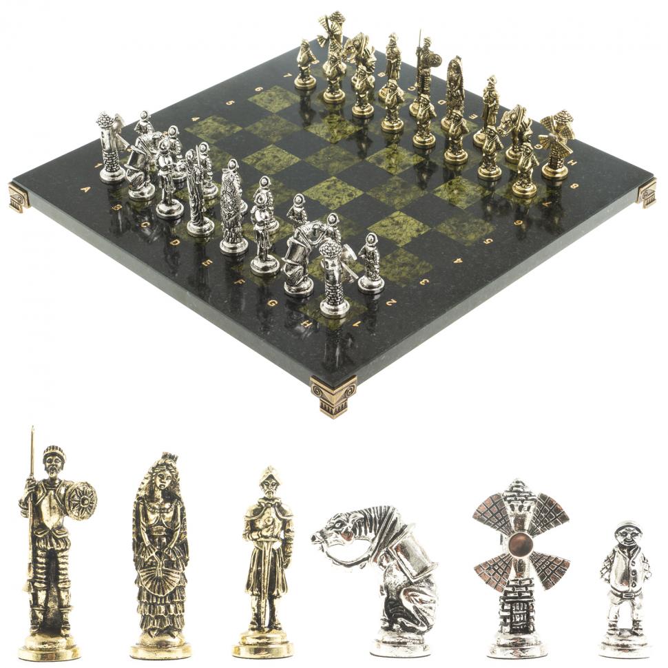Шахматы "Дон Кихот" доска 36х36 см камень змеевик фото 1 — 