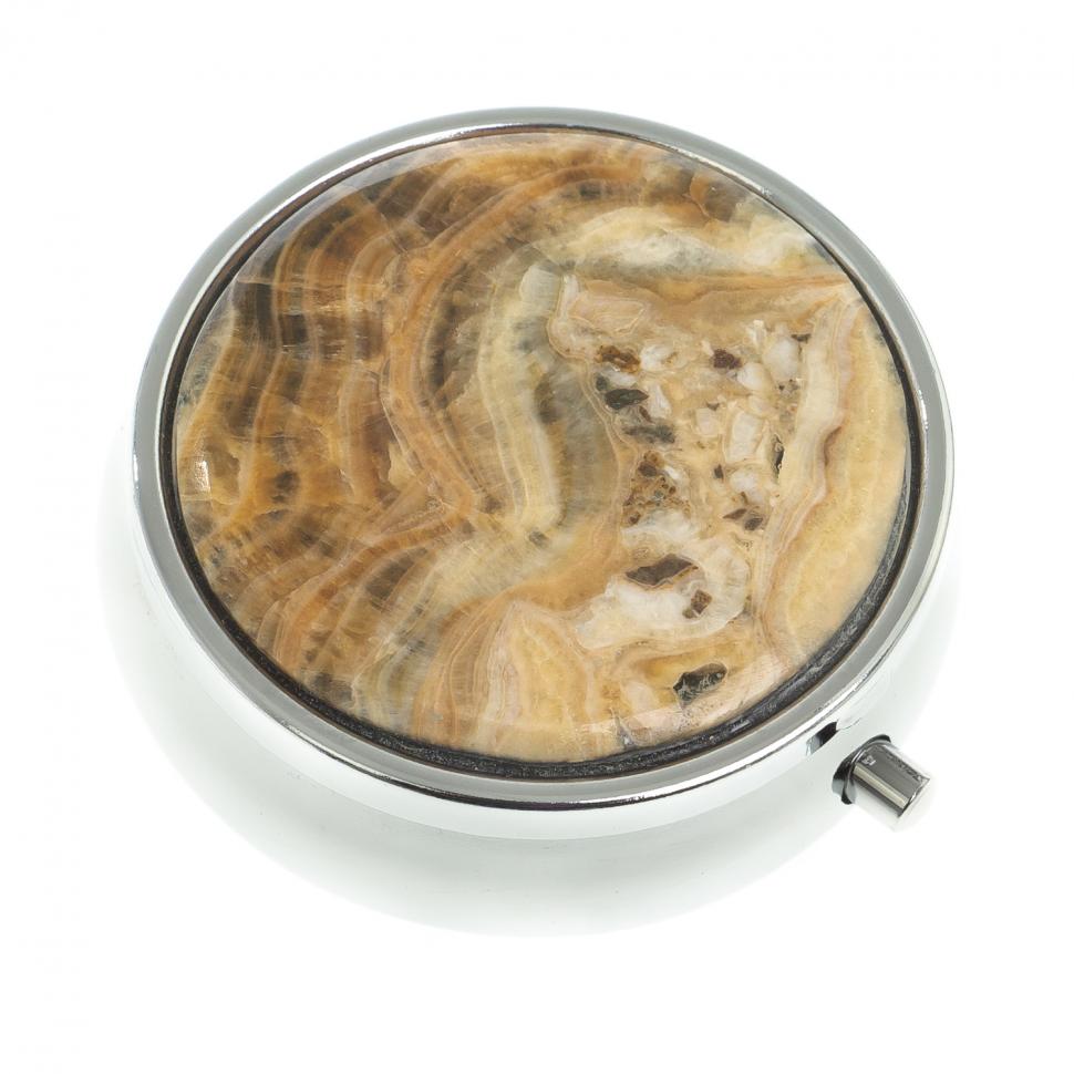 Таблетница с делителем на 3 отсека камень оникс цвет серебро фото 1 — 