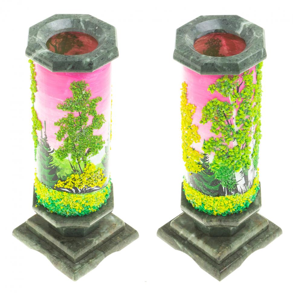 Ваза из камня "Летний пейзаж" 8,5х8,5х22 см фото 1 — 