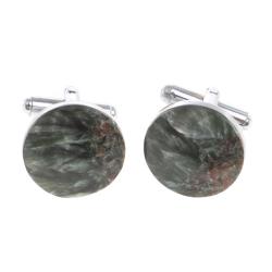 Запонки камень серафинит круглые — 