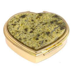 Таблетница &quot;Сердце&quot; на 3 отделения змеевик цвет золото — 