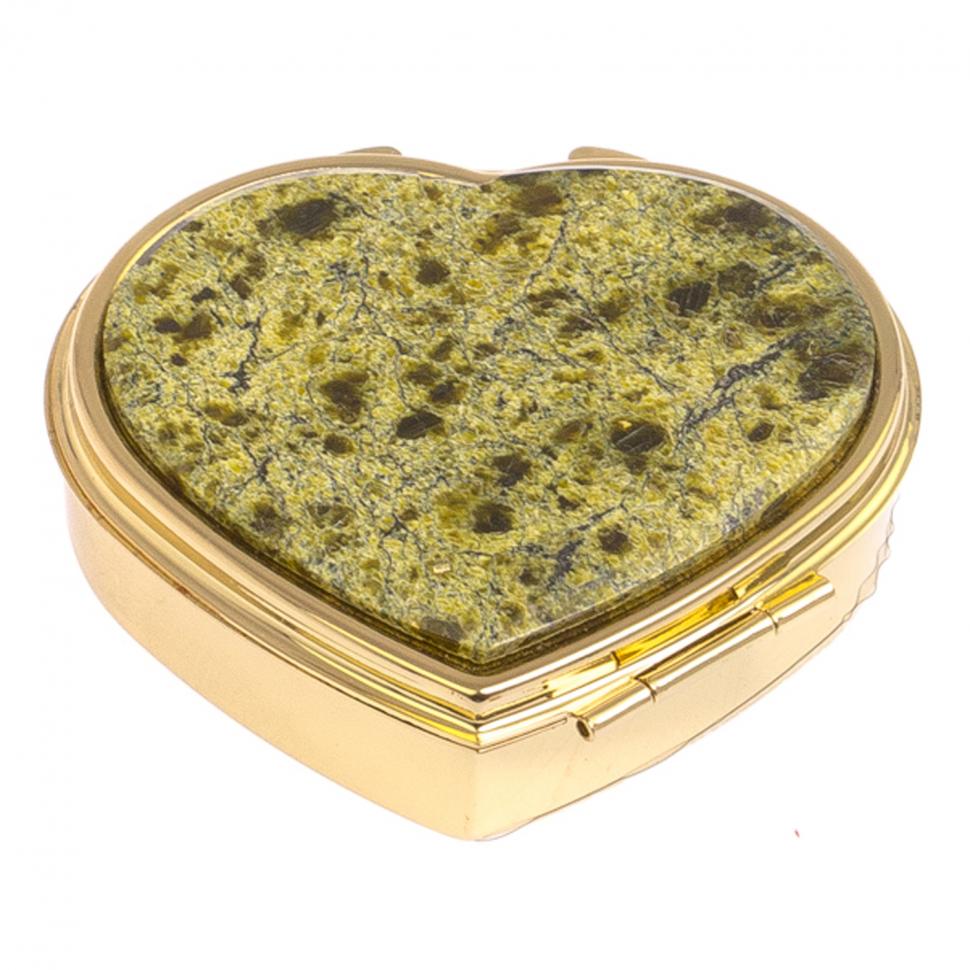 Таблетница "Сердце" на 3 отделения змеевик цвет золото фото 1 — 