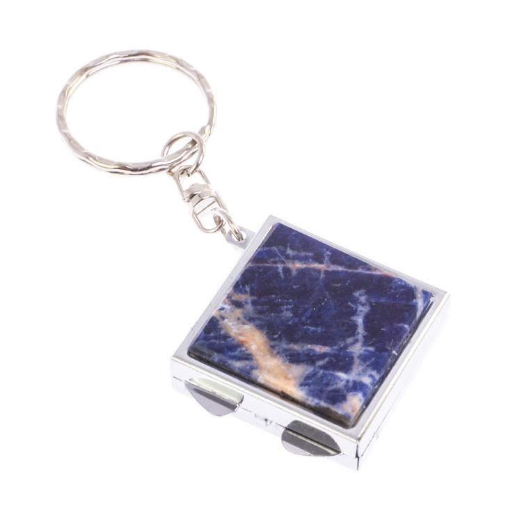 Складное зеркало брелок из содалита квадратное фото 1 — 