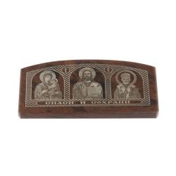 Икона в машину из коричневого обсидиана &quot;Триптих&quot; 6х3 см — 