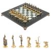 Шахматы "Итальянская война" фигуры бронза доска 28х28 см из мрамора и змеевика фото 1 — 