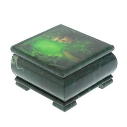 Шкатулка &quot;Хозяйка медной горы&quot; камень змеевик 13х13х8 см — 