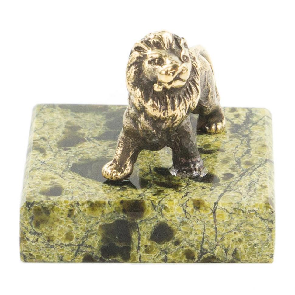 Бронзовая статуэтка "Лев малый" змеевик фото 1 — 