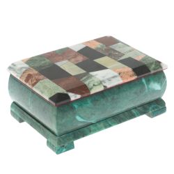 Шкатулка &quot;Мозайка&quot; из змеевика 18х12х8 см — 