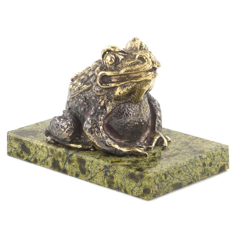 Статуэтка "Жаба" змеевик бронза фото 1 — 