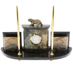 Настольный прибор &quot;Медведь&quot; из офиокальцита — 