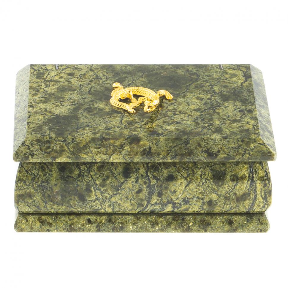 Шкатулка "Ларец" из змеевика 12х7,5х6 см фото 1 — 