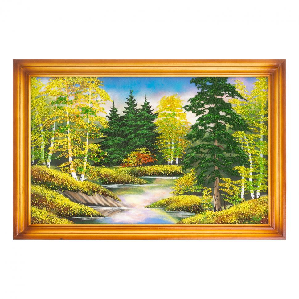 Картина "Осенний пейзаж" багет дерево 46х66 см, каменная крошка фото 1 — 