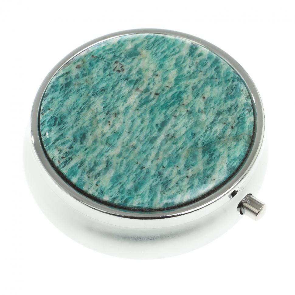 Таблетница на 3 отсека камень амазонит цвет серебро фото 1 — 