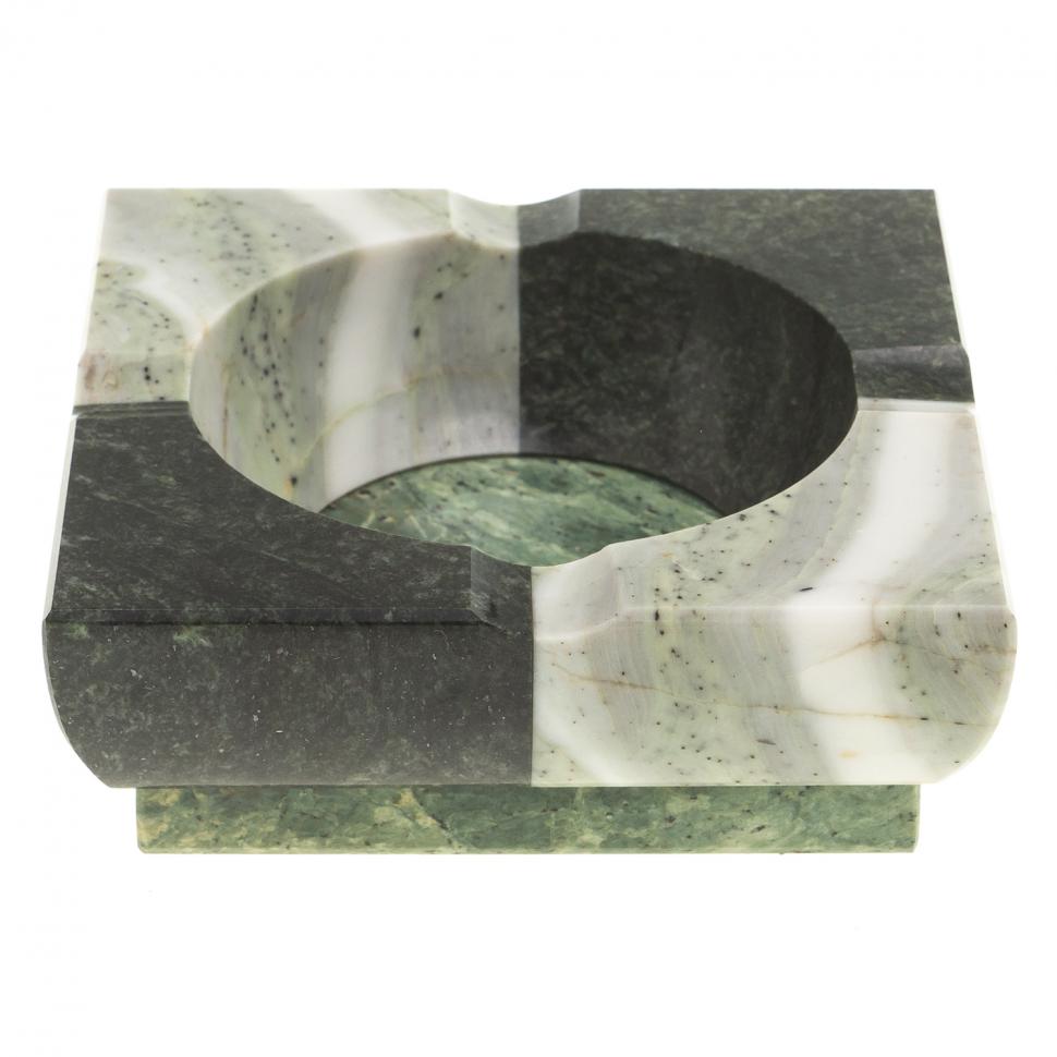 Пепельница из камня змеевик, офиокальцит 10х10х3,5 см фото 1 — 