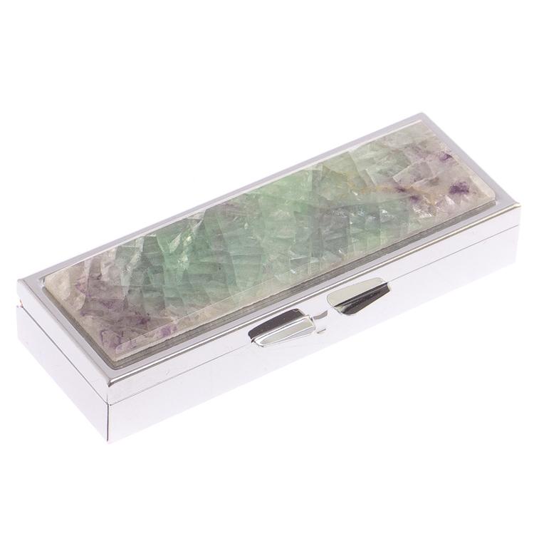 Таблетница на 3 отделения камень флюорит цвет серебро фото 1 — 