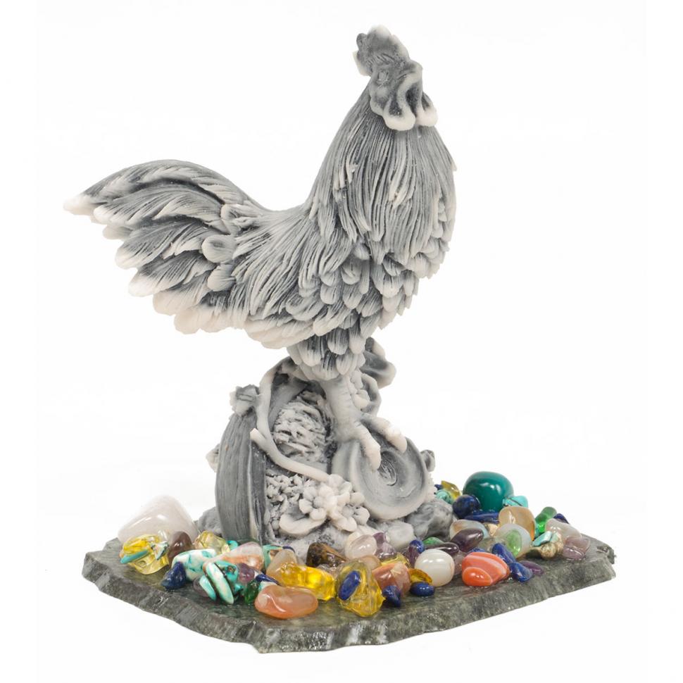 Сувенир "Петух на колесе" из мрамолита фото 1 — 