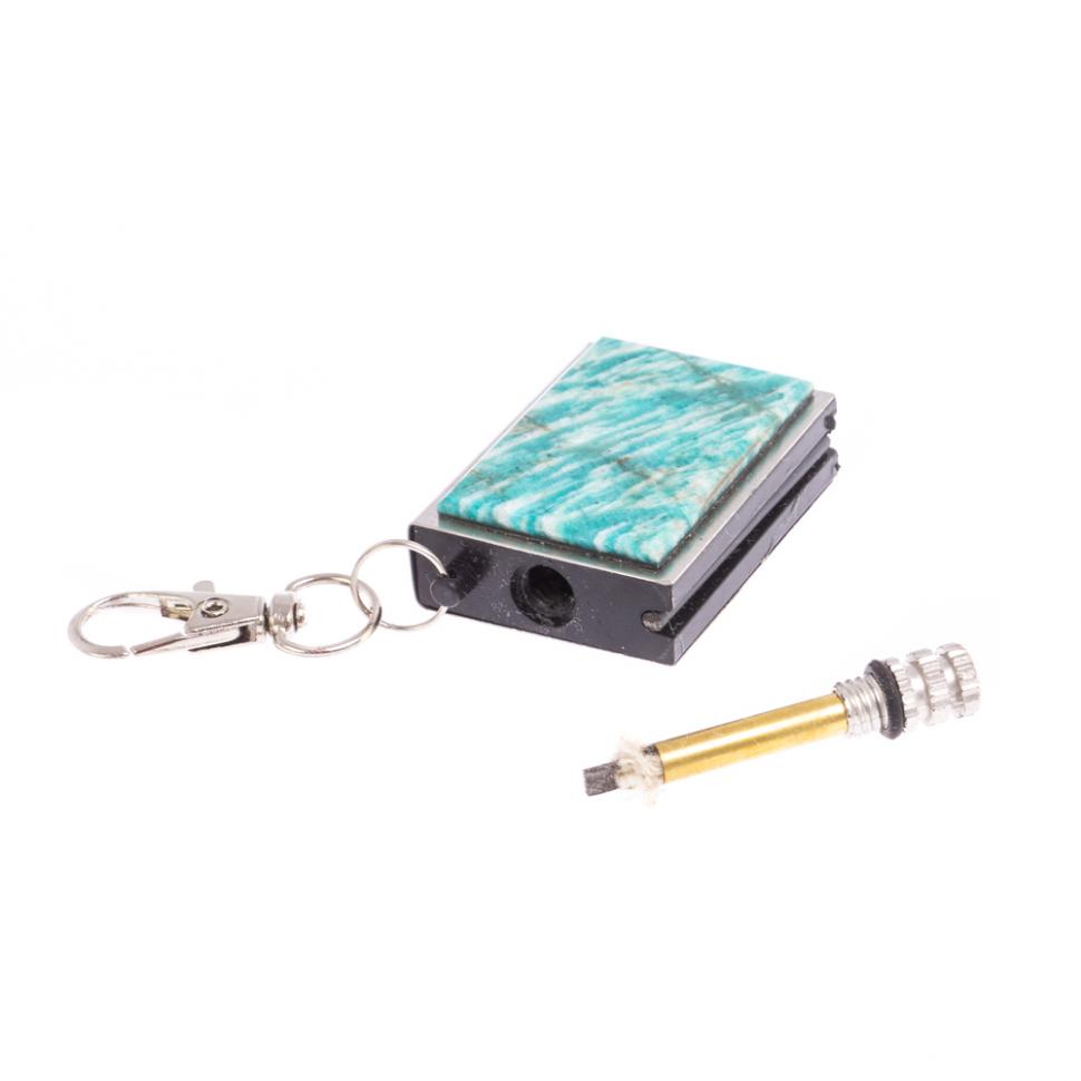 Брелок огниво "Вечная спичка" с накладкой из камня амазонит 2,8х1,3х5 см фото 1 — 