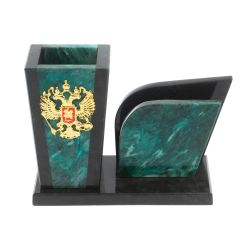 Карандашница из темно-зеленого змеевика 16х7х10 см — 