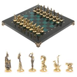 Шахматы &quot;Итальянская война&quot; фигуры бронза доска 28х28 см из змеевика — 