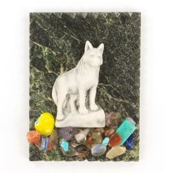 Магнит &quot;Волк на скале&quot; змеевик мрамолит — 