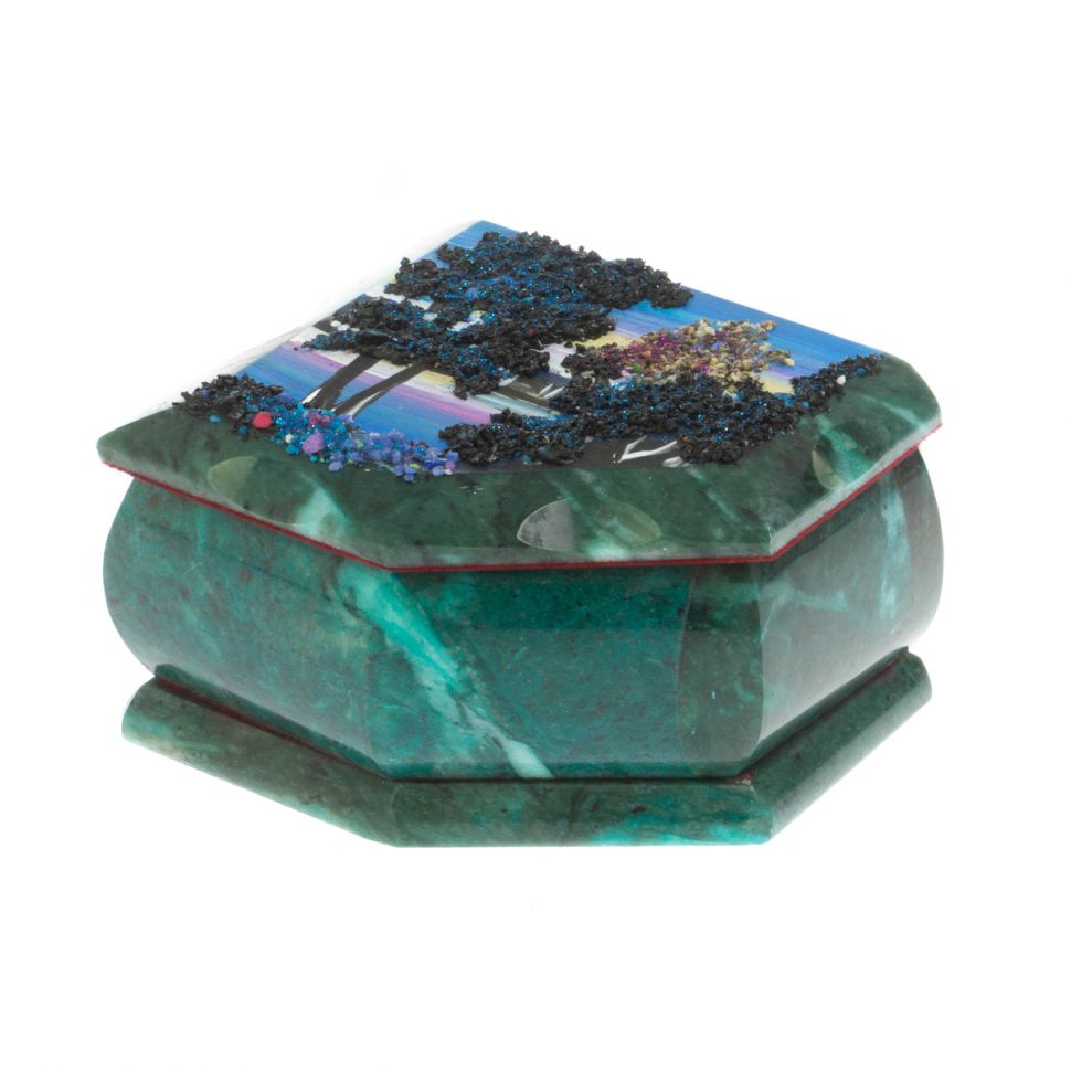 Шкатулка с расписной крышкой "Зимняя ночь" 11х9х6,5 см фото 1 — 