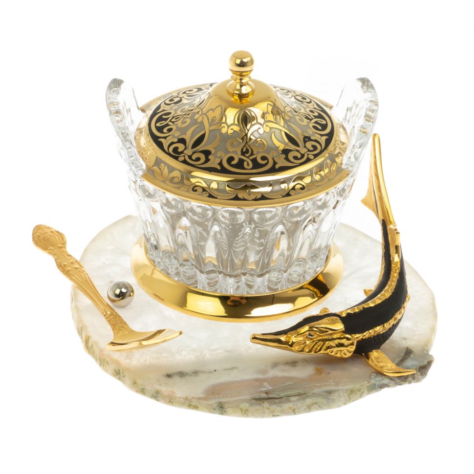 Икорница "Стерлядка" камень агат Златоуст фото 1 — 