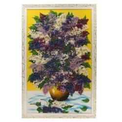 Картина &quot;Натюрморт сирень&quot; каменная крошка багет 57х87 см — 