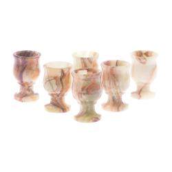 Рюмки для водки на ножке 20 мл из камня оникс набор 6 шт 3,8х6 см в футляре (1,5х2,5) — 