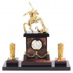 Настольный прибор &quot;Георгий Победоносец&quot; из яшмы и бронзы — 