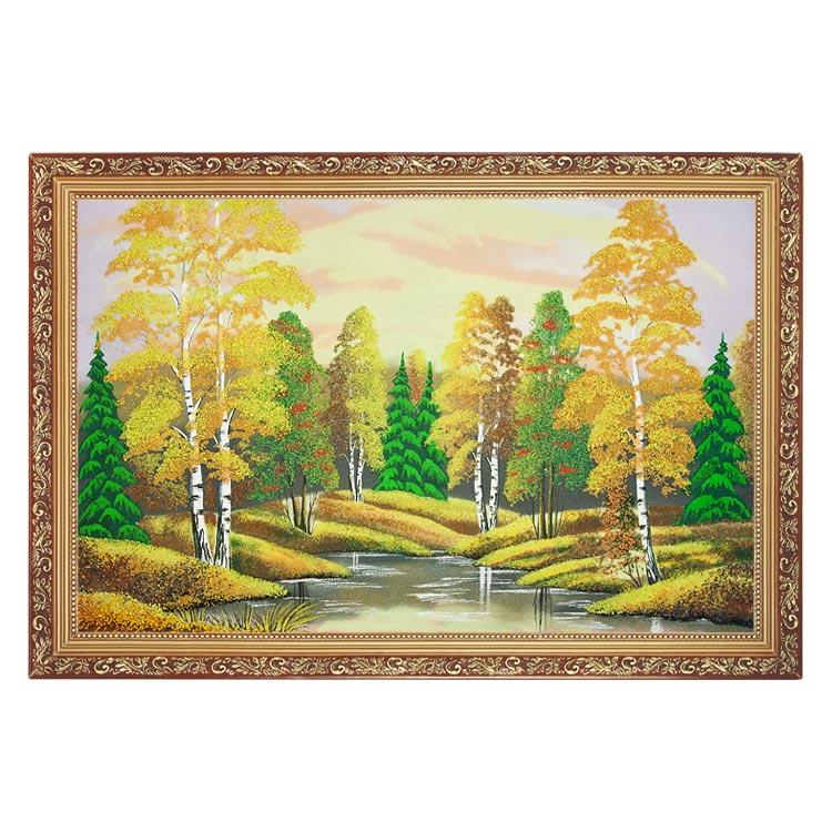Картина "Осенний пейзаж" багет 46х66 см, каменная крошка фото 1 — 