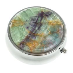 Таблетница на 3 отсека зеленый флюорит цвет серебро — 