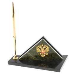 Визитница настольная с гербом России змеевик — 