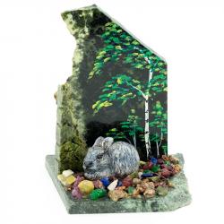 Сувенир &quot;Заяц в лесу&quot; камень змеевик — 