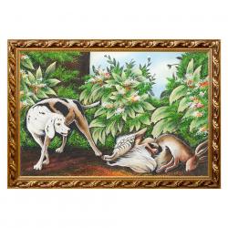Натюрморт с собакой багет 46х66 см, каменная крошка — 