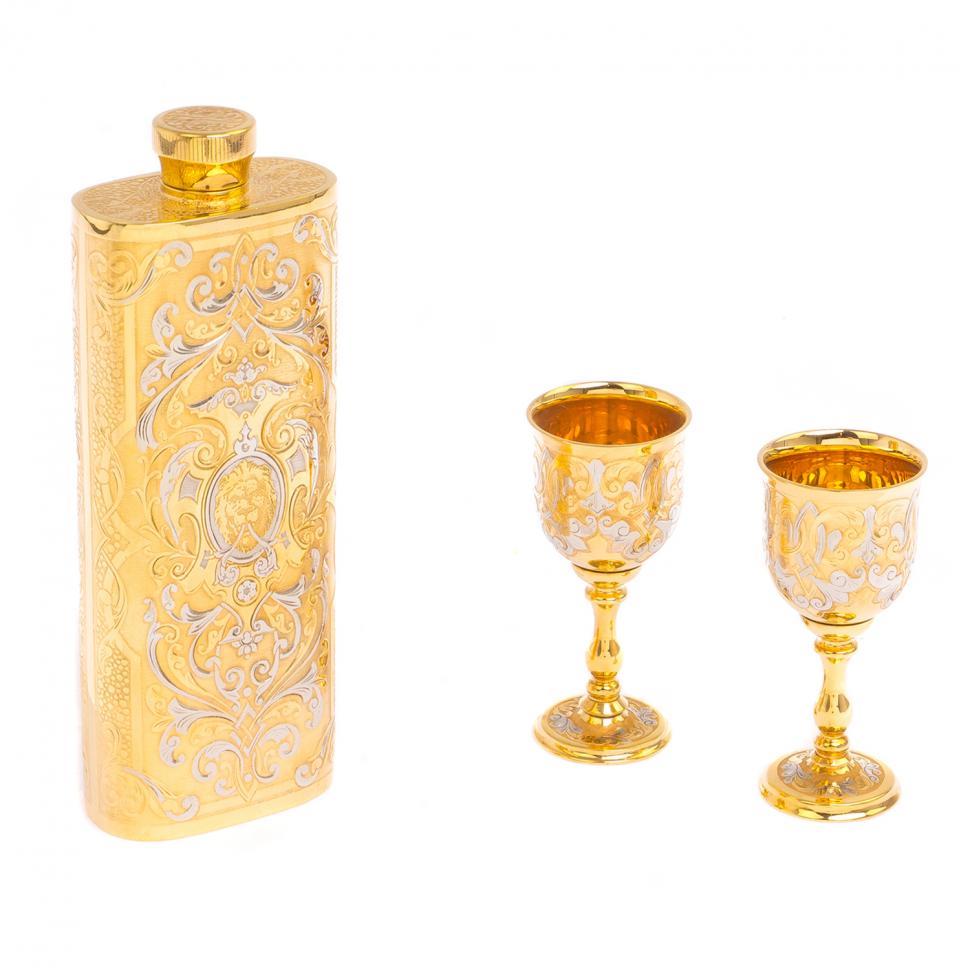 Водочный набор фляжка и две рюмки Златоуст фото 1 — 