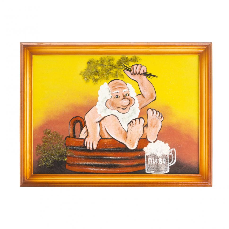 Картина "Банька" багет дерево 36х46 см из каменной крошки фото 1 — 