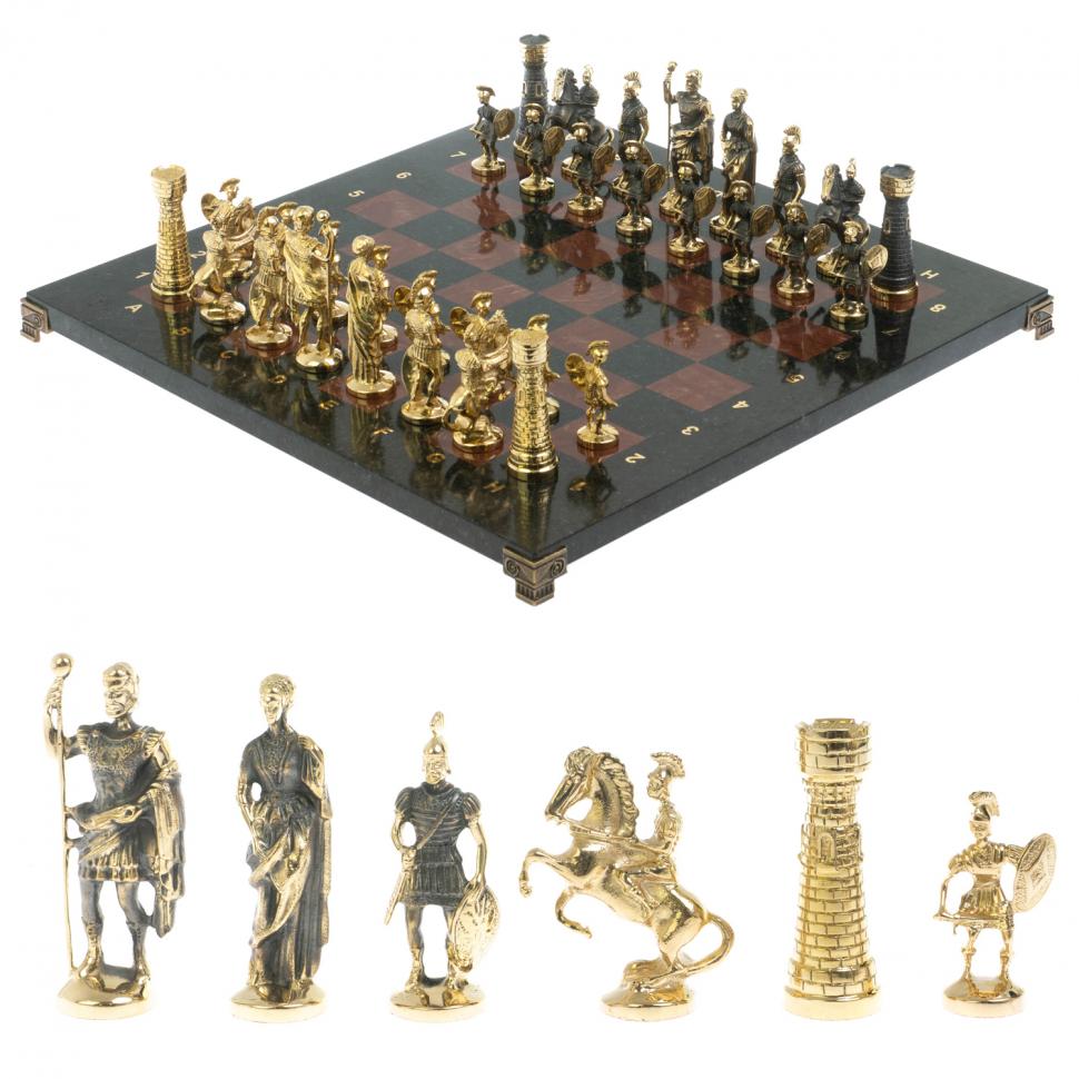 Шахматы подарочные "Римские" с бронзовыми фигурами 40х40 см фото 1 — 
