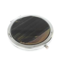 Карманное зеркальце из камня соколиный глаз цвет серебро — 